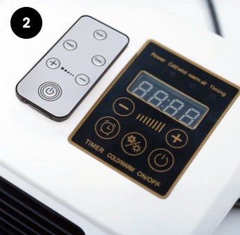 EpiCooler remote control and LED display panel with timer and cold/warm mode – step 2 set your temperature